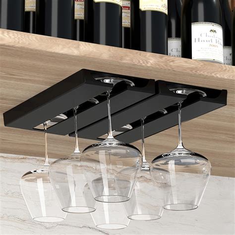 Dianoo 18cm Black Wine Glass Rack Under Cabinet, Hanging Stemware ...