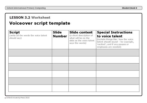 Voiceover script - Asigment - LESSON 3 Worksheet Voiceover script ...
