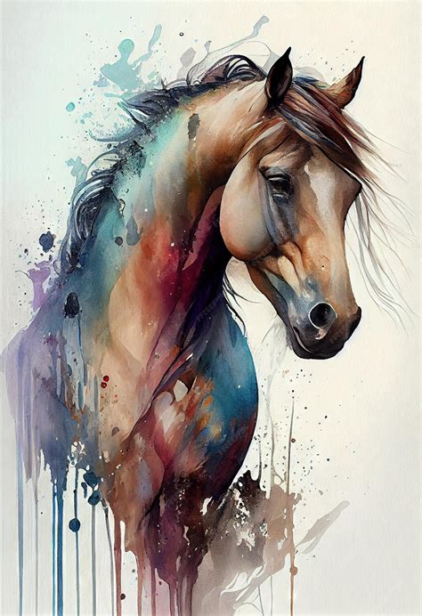 Premium Photo | Water color horse art watercolor horse painting