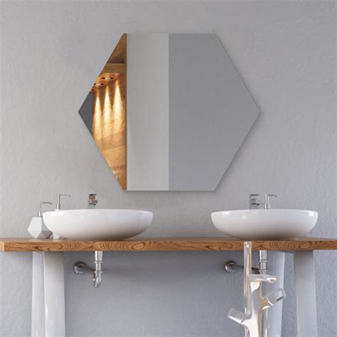 Frameless Hexagonal Mirror for Bathroom Wall – Flair Glass