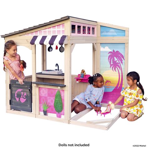 Buy KidKraft Barbie™ Seaside Wooden Outdoor Playhouse with Attachable ...