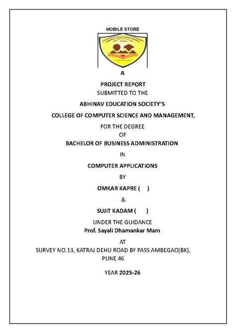 MOBILE STORE MANAGEMENT SYSTEM PROJECT REPORT - T.Y BBA - Studocu