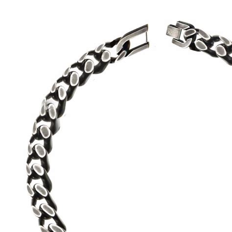 Buy Men's Oxidized Finish 11mm Diamond Cut Link Chain Bracelet Online ...