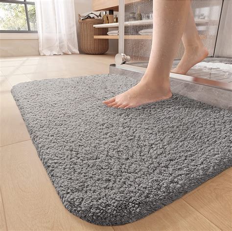 Amazon.com: Color&Geometry High Pile Light Gray Bathroom Rugs 16”x24 ...
