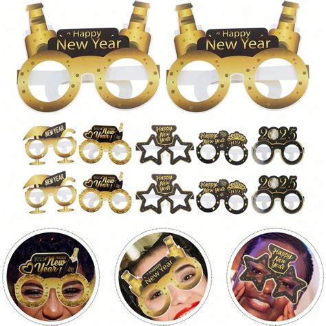 2025 Óculos de Papel Ano Novo, 6 Peças Óculos de Papel Feliz Ano Novo ...