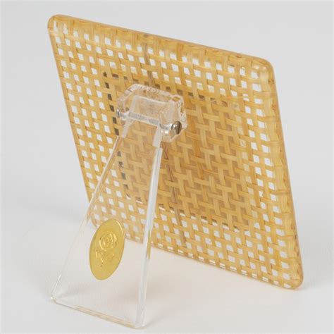 Lucite, Rattan and Aluminum Picture Frame, Italy 1970s For Sale at 1stDibs