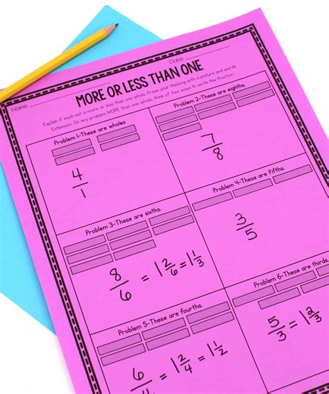 fractions greater than one worksheet - Ashleighs Education Journey ...