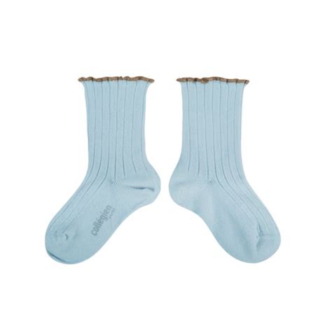 Collegien - Delphine - Lettuce Trim Ribbed Socks / Glacier | k&y for ...