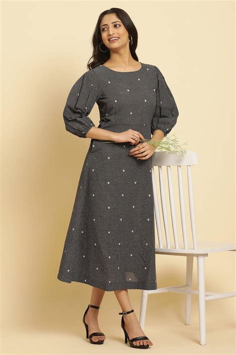 Buy Black Polka Dot Printed Western Dress With Puff Sleeves @ 2799 | W ...