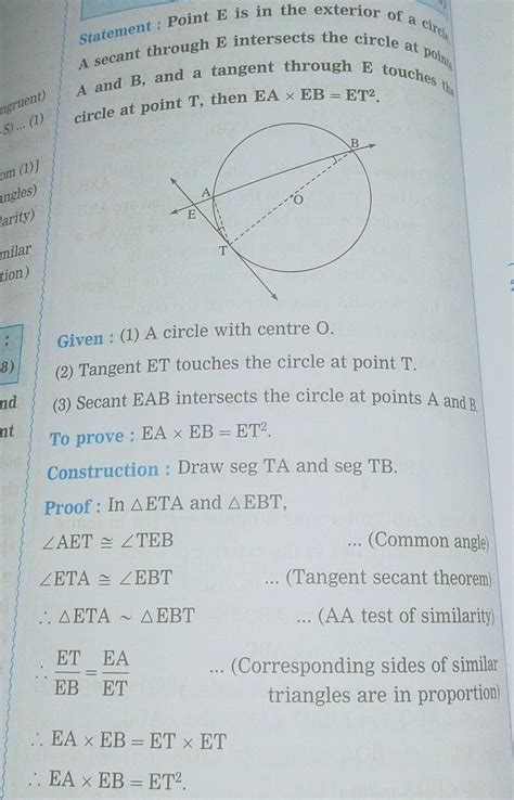 tangent secant segment theorem proof - Brainly.in