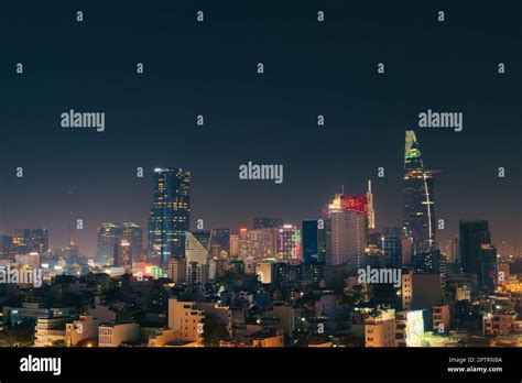 Ho Chi Minh City's District 1 skyline photographed at night