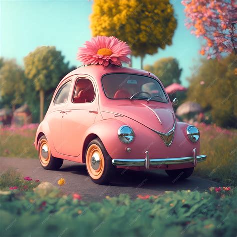 Premium AI Image | Cute pink car