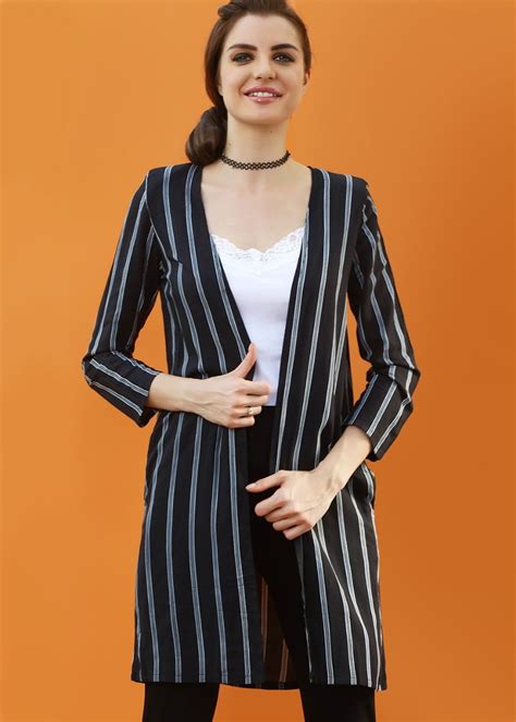 Get Double Striped Long-Line Jacket at ₹ 999 | LBB Shop