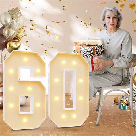 Amazon.com: 3FT 60th Birthday Decorations Numbers: 60th Birthday Party ...