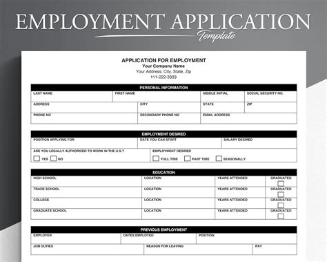 Buy Job Application. Pdf/google Docs/microsoft Word. Employee ...