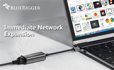 BlueRigger USB-C to Ethernet Adapter, USB Thunderbolt 3/Type-C to RJ45 ...