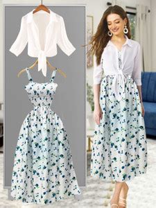 Javed Evergreen trend Women A-line White, Blue Dress - Buy Javed ...