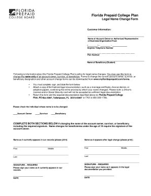 Florida Prepaid College Plan Legal Name Change Form - Fill Out, Sign ...