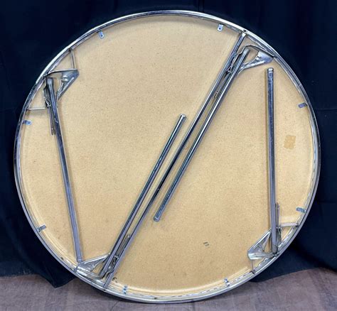 Lot - White Vinyl & Chrome Folding Circular Card Table