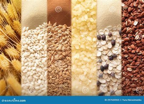 Assorted Different Types of Beans and Cereals Grains. Set of ...