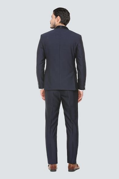 Buy Men Navy Regular Fit Check Formal Three Piece Suit Online - 295626 ...