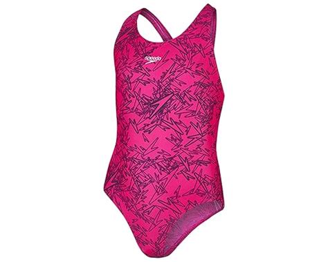Speedo Girls Boom Allover Splashback Swimsuit, Electric Pink/Black ...