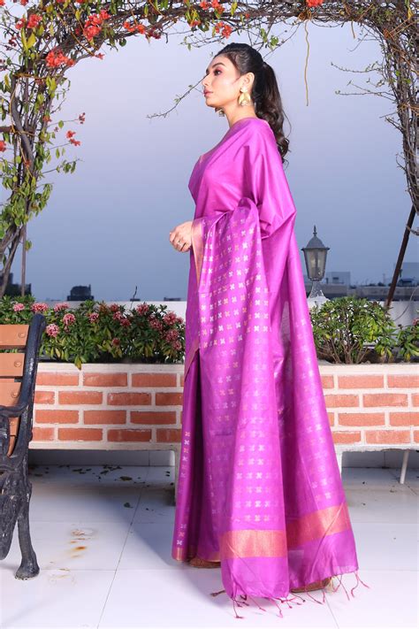 Zari Weaving Design Orchid Silk Saree – Charukriti