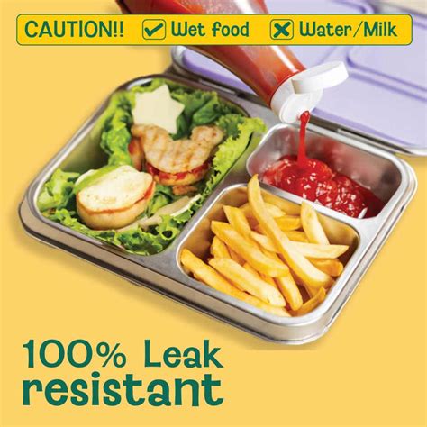 Basil - 3 compartment Stainless Steel, 100% Leak Proof Bento Lunch box ...