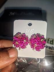YouBella Jewellery Crystal Rose Shape Floral Stud Earrings for Girls ...