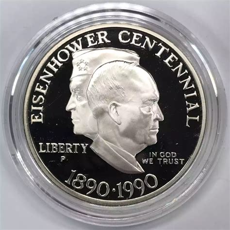 1990-P Eisenhower Centennial Proof Silver Dollar w US Mint OGP - Box ...