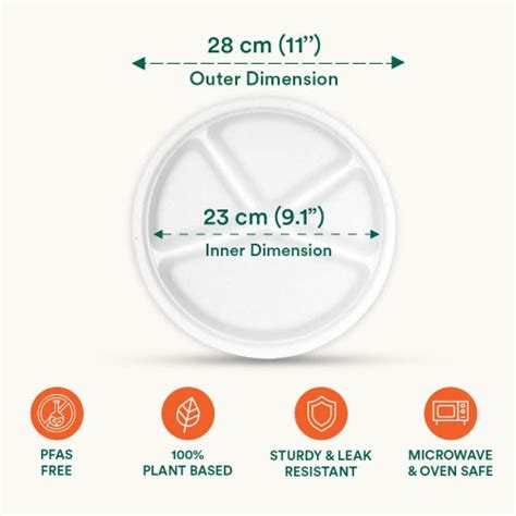 Buy 11 Inch Round 4 Compartment Biodegradable Plates| EcoSoul – ECOSOUL ...
