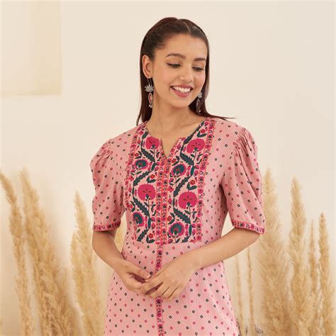 Buy Baby Pink Bandhani Inspired Kurta Pant Co-ord Set for Women with ...