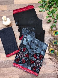 Buy Anand Sarees Printed Bollywood Georgette Black, Grey, Red Sarees ...