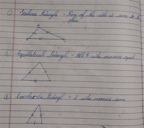 9. Draw the rough diagrams of different types of triangles based on ...