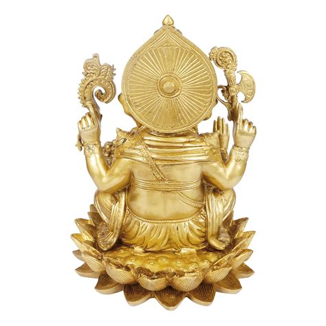 Buy Kartique Brass Lord Ganesha Bhagwan Idol Sitting with Mooshak on ...