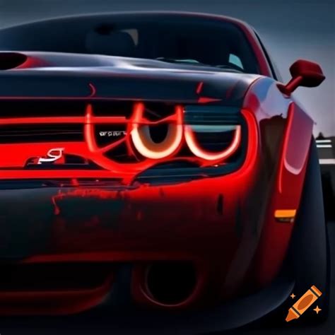 Red Dodge Challenger Hellcat Redeye with devil texture on Craiyon