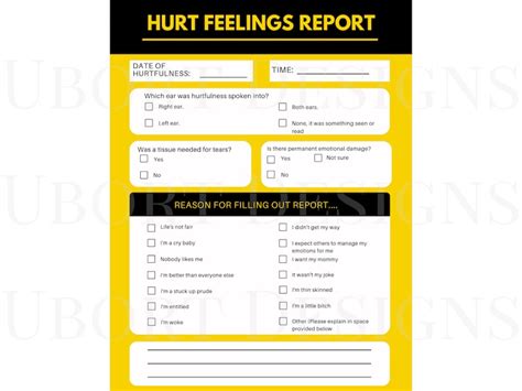 Hurt Feelings Report Digital Download | Funny Gift Humerous, Novelty ...