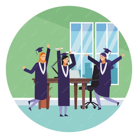 Students on graduation | Premium Vector