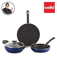 Buy Cello Kitchenette Prima Non Stick Cookware, Set of 3, Blue Online ...