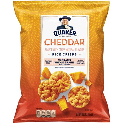 Quaker Rice Crisps, Cheddar Cheese, Gluten Free, 6.06 oz Bag - Walmart.com