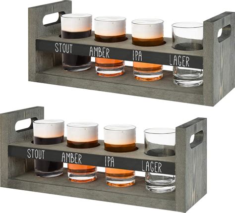 MyGift Vintage Gray Wood Beer Flight Sampler Serving India | Ubuy