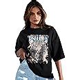 Buy LEOTUDE Oversized Round Neck Women's T-Shirts (GRL_Wild_Epic_P ...
