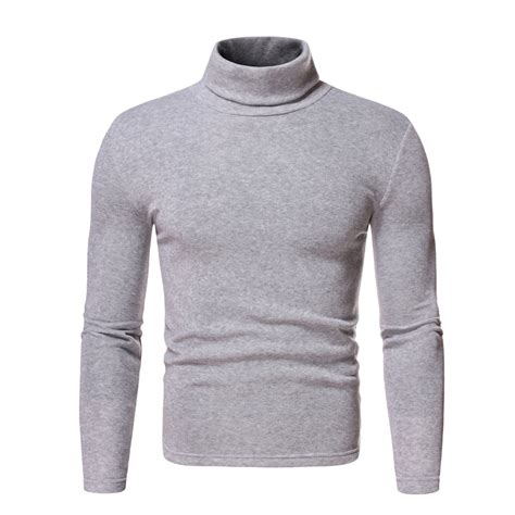 Men's Slim Fit Basic Turtleneck T Shirts Casual Knitted Pullover ...