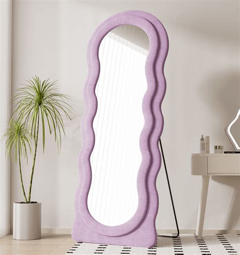 TinyTimes 63"x24" Wavy Full Length Mirror, Modern Floor Mirror with ...