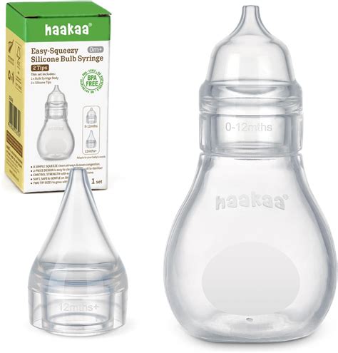 Amazon.com: Haakaa Silicone Baby Nasal Aspirator | Nose Bulb Syringe ...