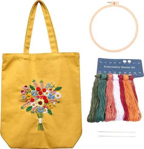 Amazon.com: MAMUNU Canvas Tote Bag Embroidery Kit with Pattern for ...