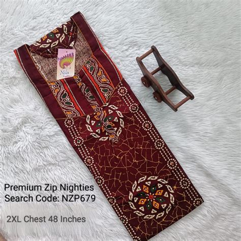 Maroon Cotton Nila Normal Zip Nighties - NZP679 – Pragnya Collections