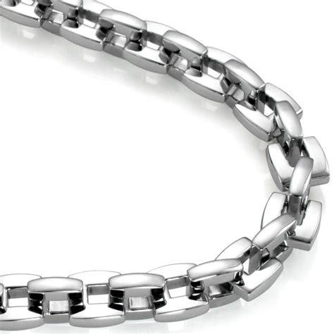 Stainless Steel Men's Large Box Link Necklace Chain