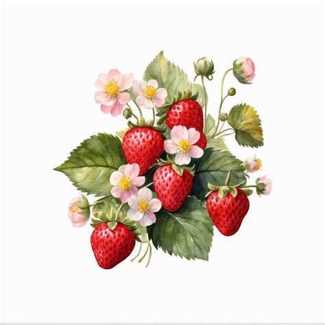 Watercolor Strawberries Clip Art Free Stock Photo - Public Domain Pictures