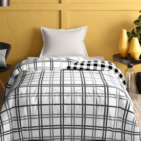 Buy PORTICO Marvella White Checked Cotton Single Bed Comforter ...